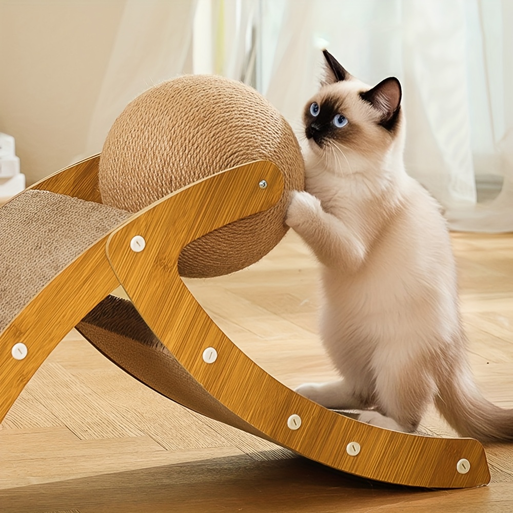 2 in 1 large corrugated scratching post with jute ball protect furniture self entertainment relieve boredom and   pet toys Product details 6