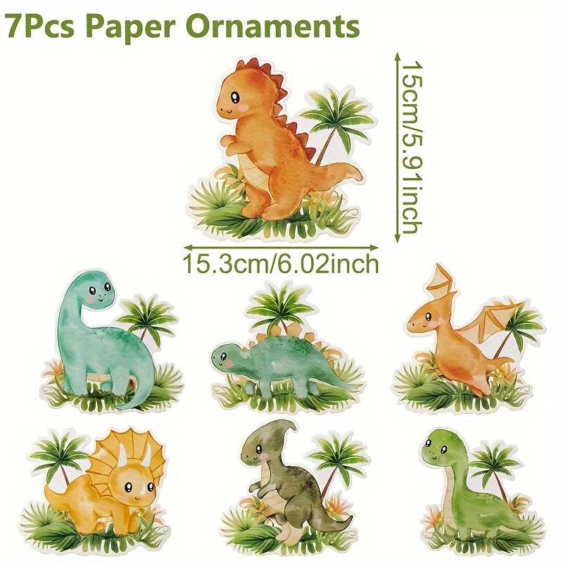 Image of Dinosaur-themed Paper Decorations For A Birthday Celebration, Perfect For A First Birthday Party Table Setting, Featuring Wild Forest Dinosaur Supplies And Centerpiece Decor