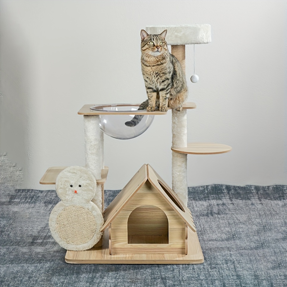 7-Layer Wooden Cat Tree Tall Cat Tower with Sisal Posts and Condo - Costway