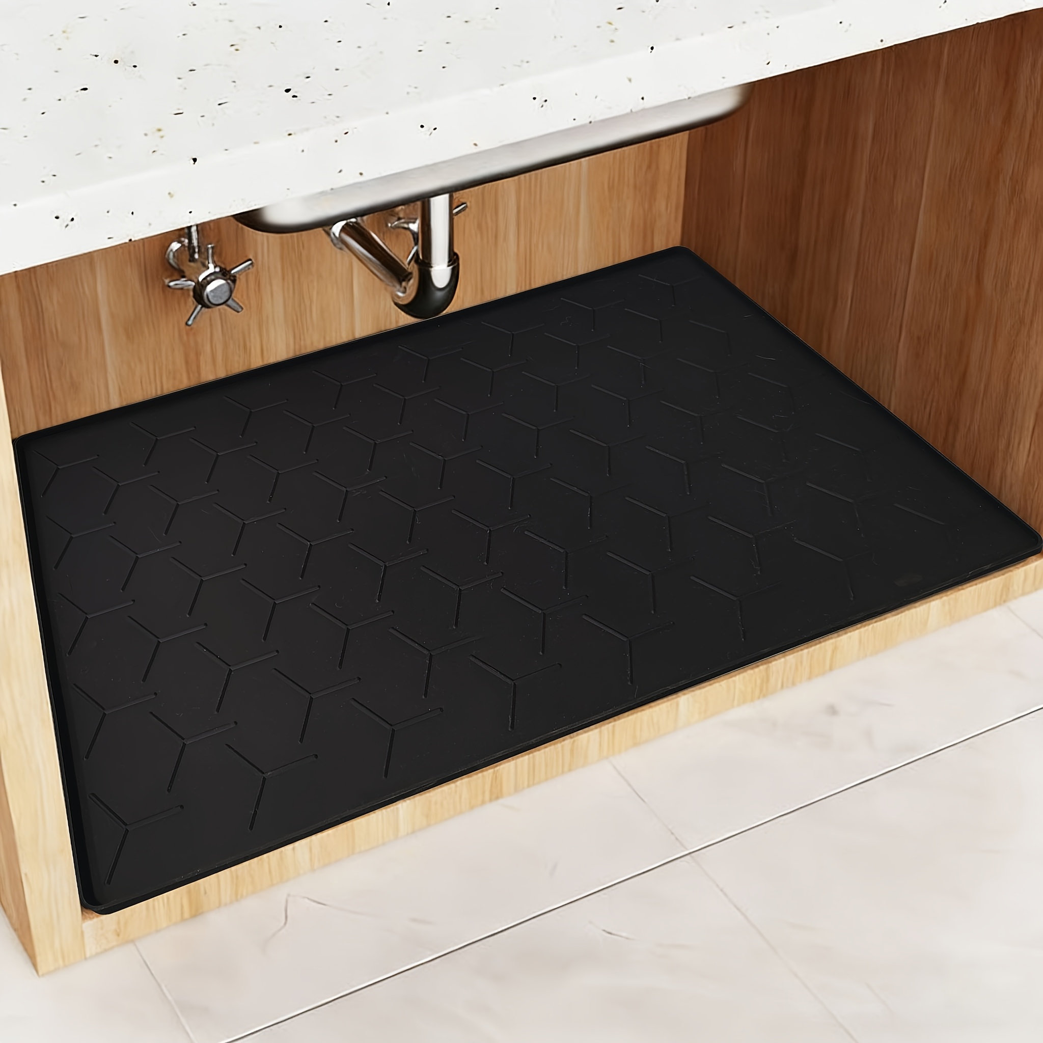 TEMU Grande tapis de sol en silicone 86x56cm | Multi-usage pour bac à litière, machine à café, sous l'évier & équipement de pluie | Facile à nettoyer