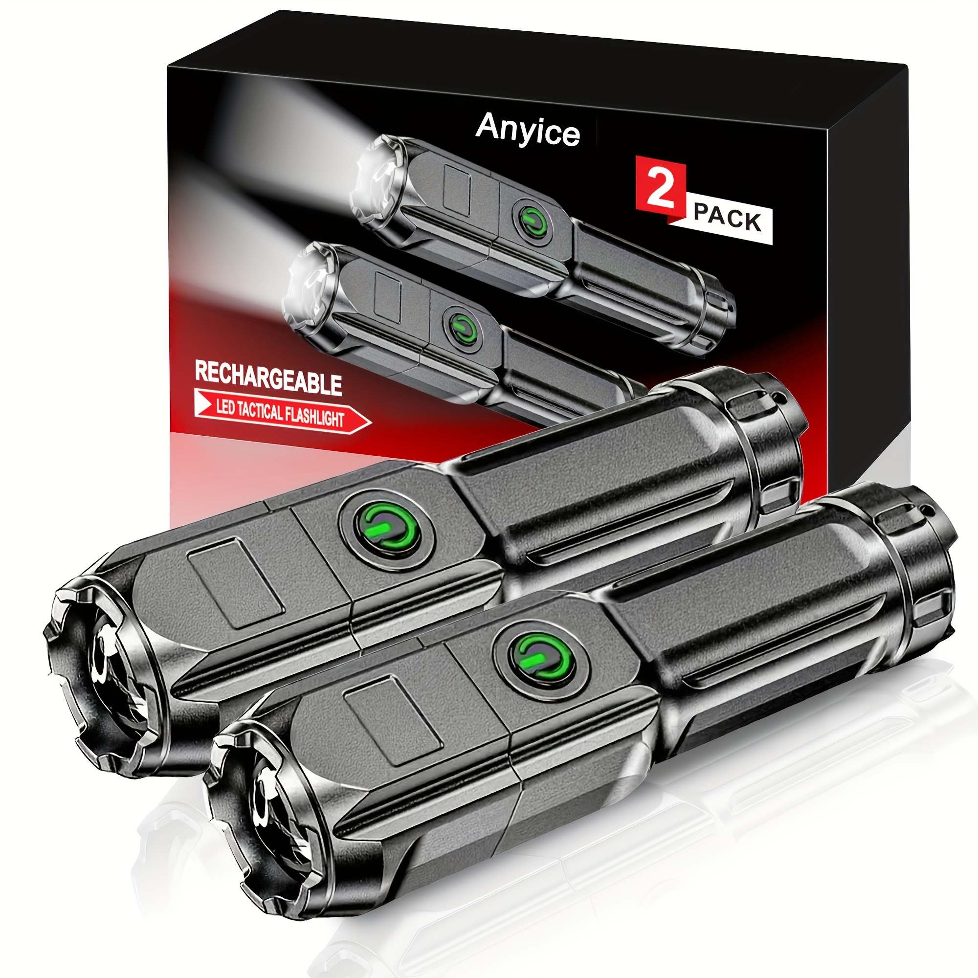 

1 Pack/2 Packs Flashlight - Portable, Multi-functional, For Outdoor & Home Use Christmas Gift