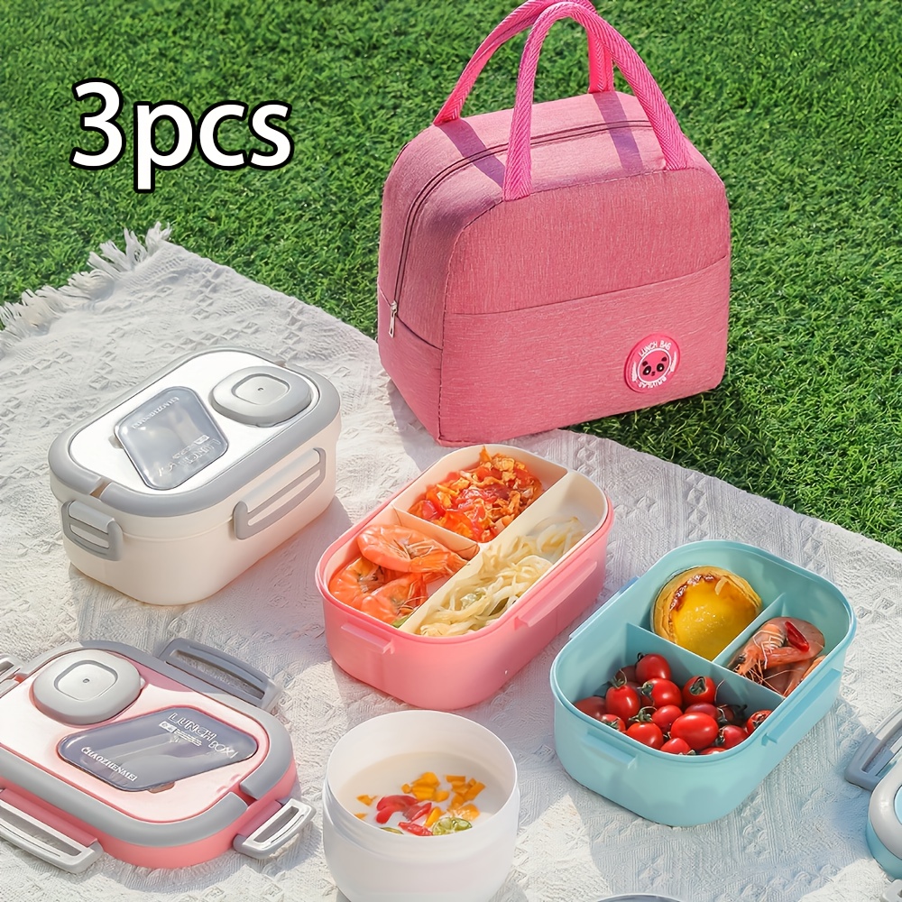 

3pcs Heart Leaf Reusable Lunch Box Set, Insulated Portable Meal Containers With Carry Bag, Ideal For Office, Outdoor, School, Picnic, Back To School , Christmas & Halloween Themed Plastic Bento Boxes