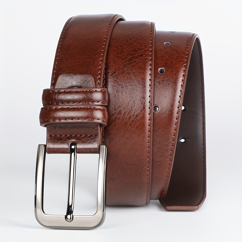 Set of 2 Men's Genuine Leather Ratchet Belts with Adjustable Buckles, Fits Waist Sizes 32"-44" for Business and Casual Wear