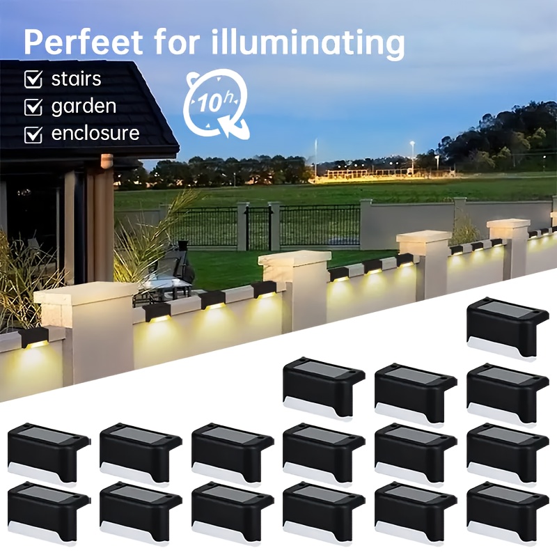 12pcs solar deck light set, solar fence light, solar outdoor staircase light, marine internal deck lighting, used for deck fence railing,  , staircase courtyard, without battery details 1