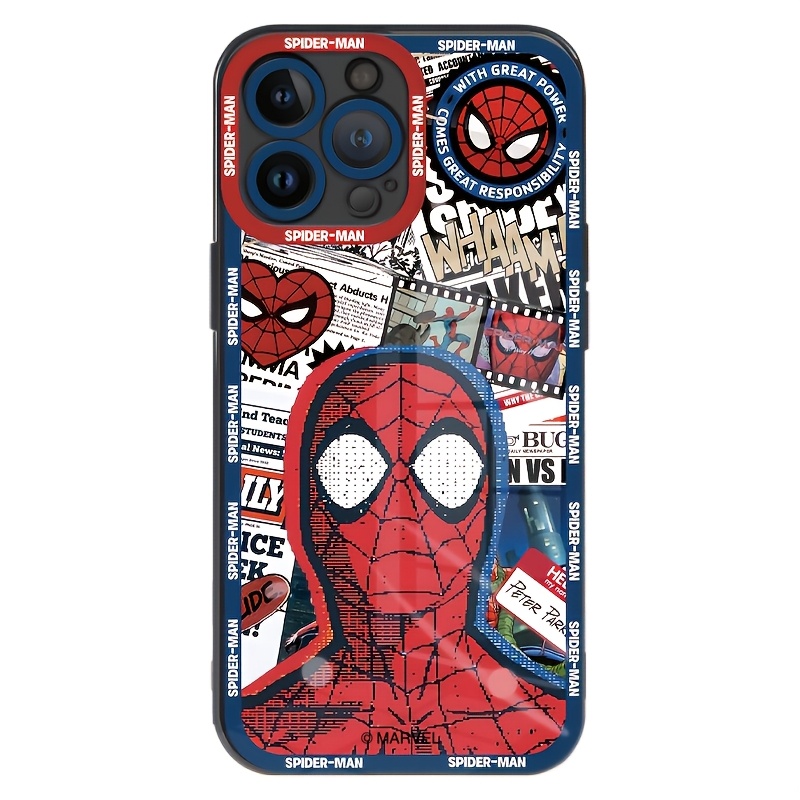 TEMU Phone Case - Spider- Ultra-thin Transparent Black Soft Case Anti-scratch Painted Lens Full Protection Anti-drop High-end Phone Case Suitable For