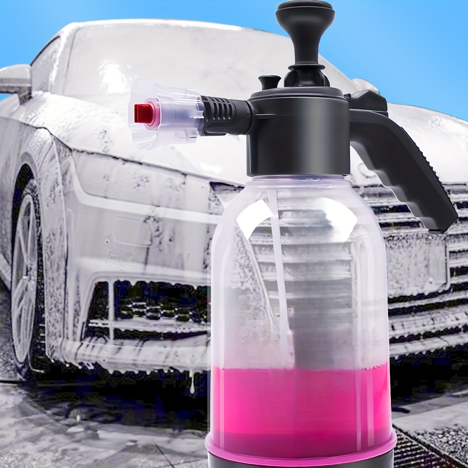 

2l Handheld Foam Sprayer For Car Washing, Featuring High-pressure Transparent Foam, Suitable For Home Use.