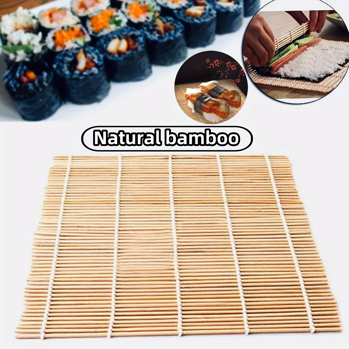 

1pc, Sushi Rolling Mat, Square Sushi Maker, Natural Bamboo Sushi Roller Mat, Creative Sushi Roller Mat, Diy Sushi Maker, Multifunctional Cooking Tool, Kitchen Supplies, Kitchen Tools