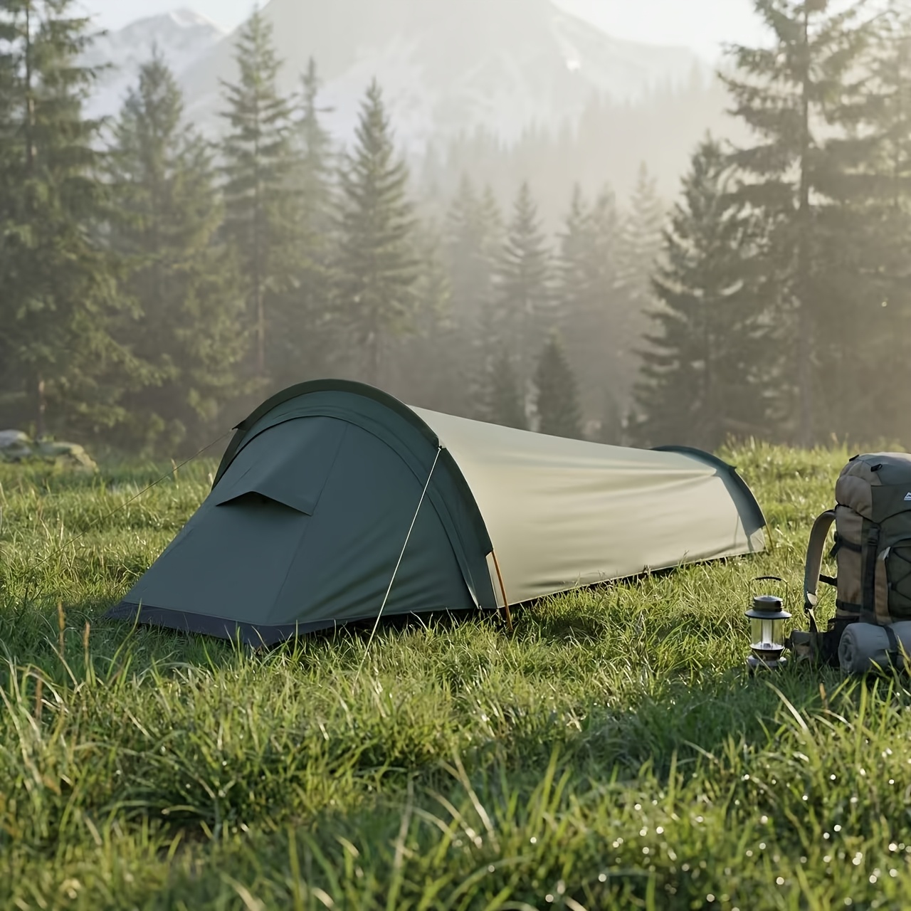 Einzelzelt, ultraleichtes Einmannzelt, tragbares Rucksackzelt mit  Tragetasche * fr Wandern, Camping, Bergsteigen, Angeln und Reisen