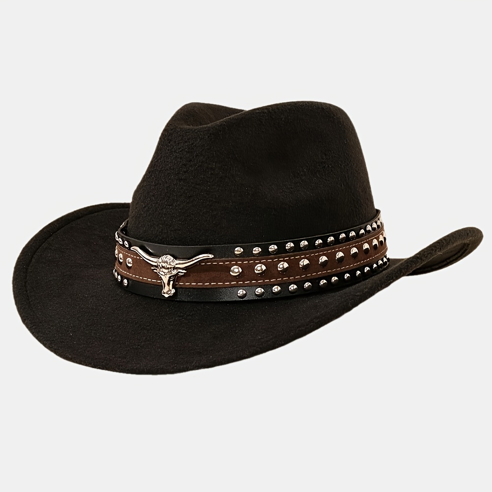 western cowboy hat men women top hat detachable - Temu display picture 1