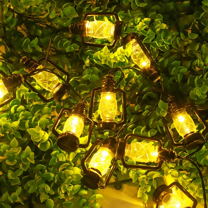 Image of 16ft Vintage Solar Kerosene Lamp Led String Lights, Halloween Christmas Decorative Lights Warm Lights For Patio Trail Vintage Outdoor Lighting