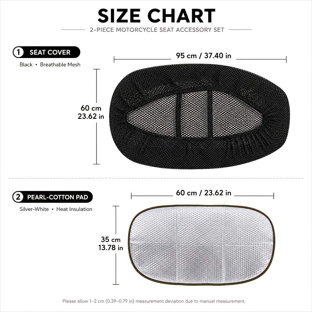 TEMU 2pcs Motorcycle/-scooter Seat Cover With Cooling Cushion & Heat - Breathable Mesh Suitable For Motorcycles, Pedal, Electric Vehicles - Fit For