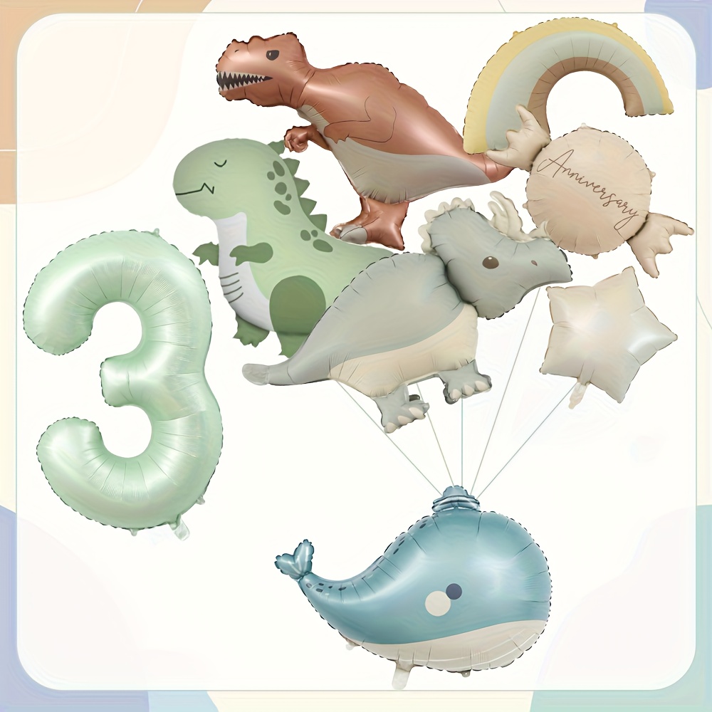 8pcs Cartoon Dinosaur Theme Matte Dinosaur Olive Green Numbers 1~9 For 1st Birthday Decor Scene Arrangement