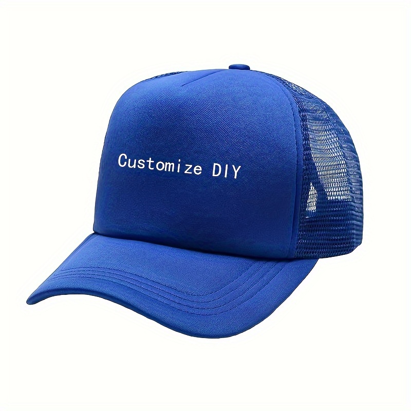 

Customizable Baseball Cap - Breathable Mesh Trucker Hat With Personalized Photo & Text, Adjustable Snapback For , Sun Protection, Hand-washable Polyester