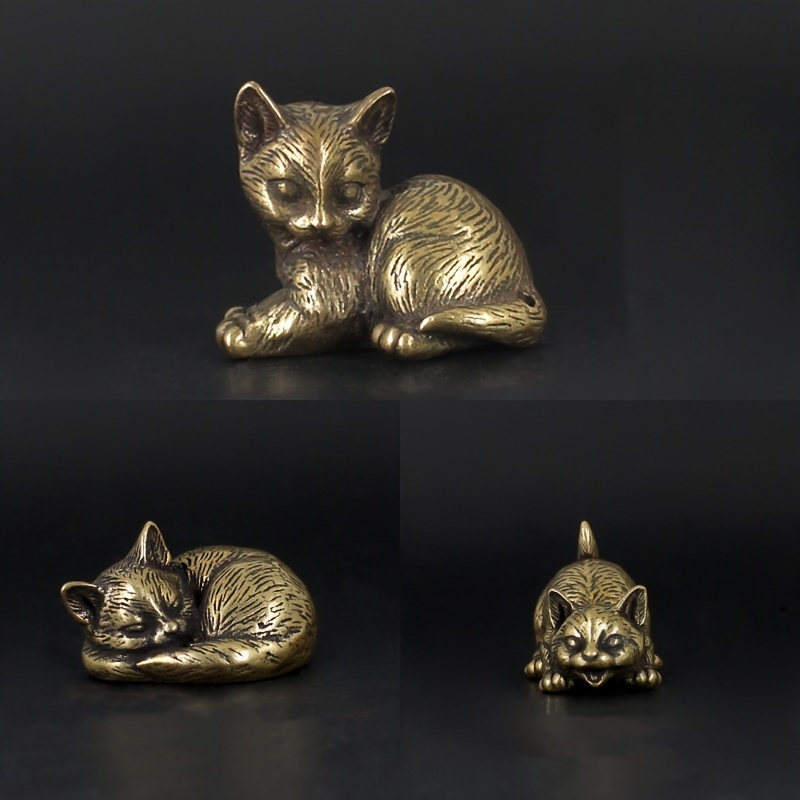 

Charming Brass Cat Figurine - Vintage-inspired Tea Pet & Home Decor, Antique Copper Finish, Perfect For Living Room Or Bedroom Display