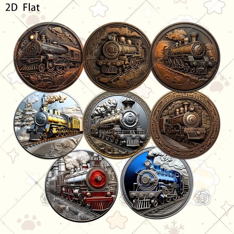 TEMU 2d Flat, 8pcs Vintage Train Wooden Coaster Set, Car Coasters, Tea Coasters, Coffee And Drink Mug Coasters, Suitable For Home And Dining,