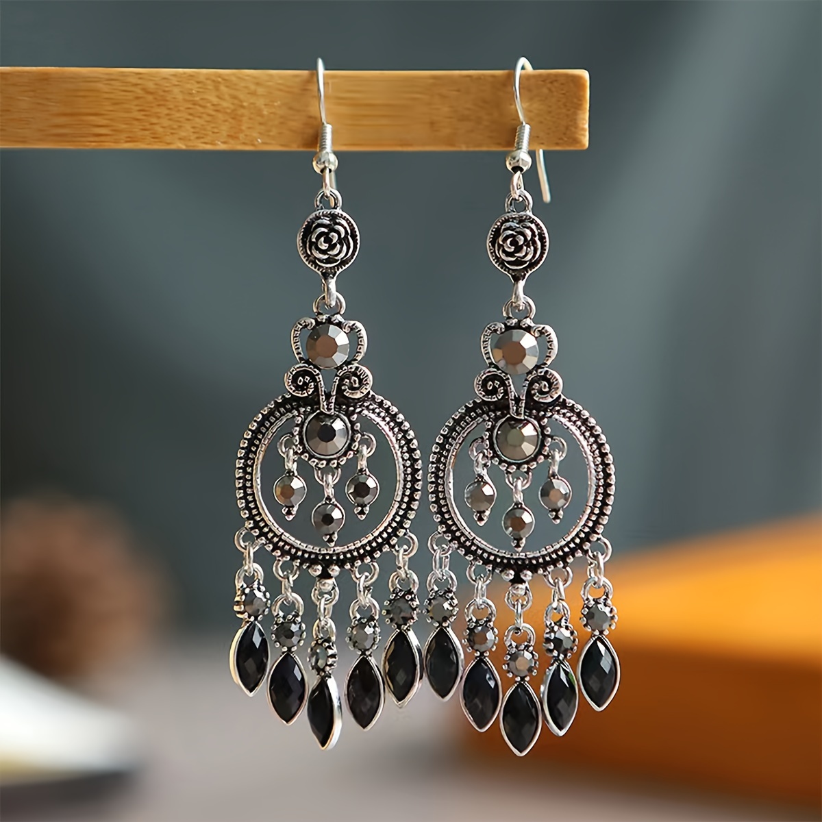 Vintage Round Hollow Colorful Chinese Style Earrings Drop - Temu