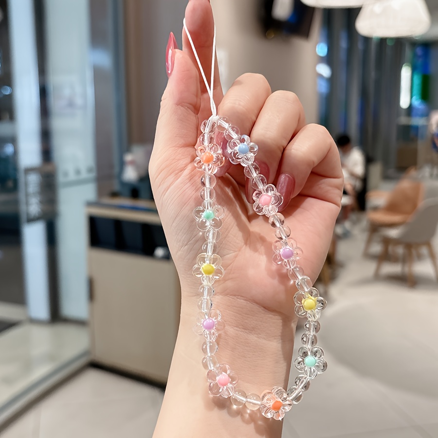 

1 Pcs Colorful Floral Beaded Phone Lanyard - Fashionable Accessory Compatible With Iphone And Other Devices, Cute Charm Bracelet Style Mobile Phone Strap, Perfect Gift (main Material: Other)