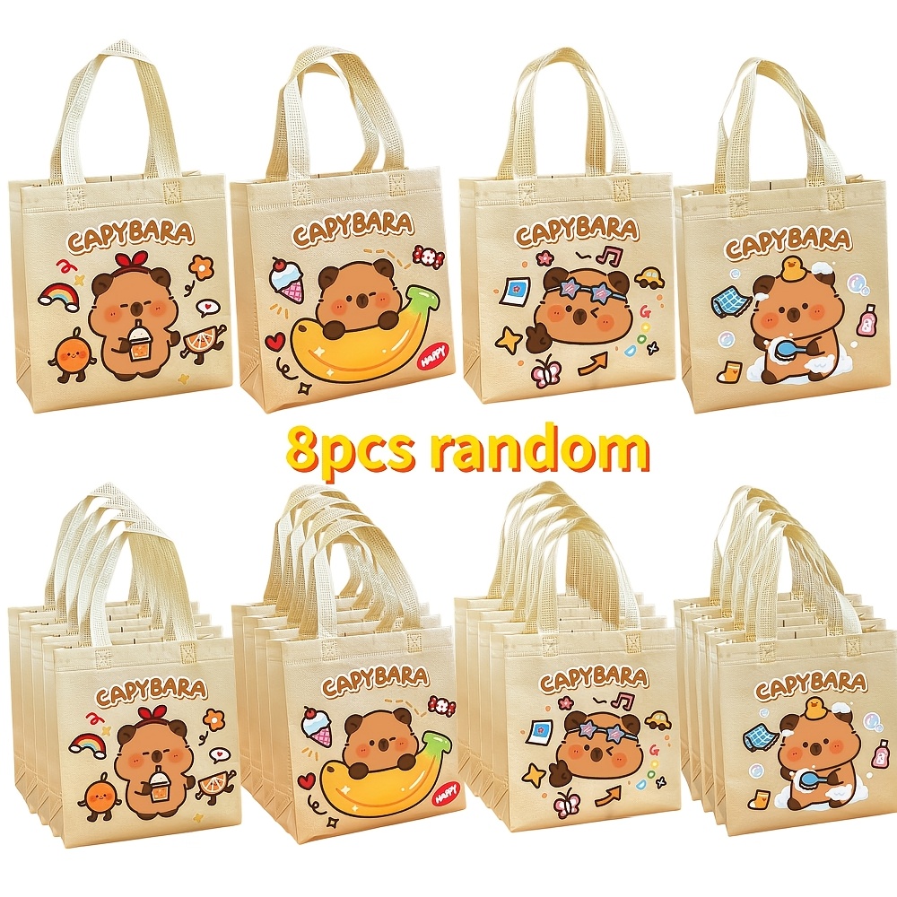 E-shop Geschenk für Sie/Ihn 8/16 Stück Cartoon Capybara Geschenktüten, Vliesstoff-Tragetaschen mit hoher Strapazierfähigkeit großem Fassungsvermögen,