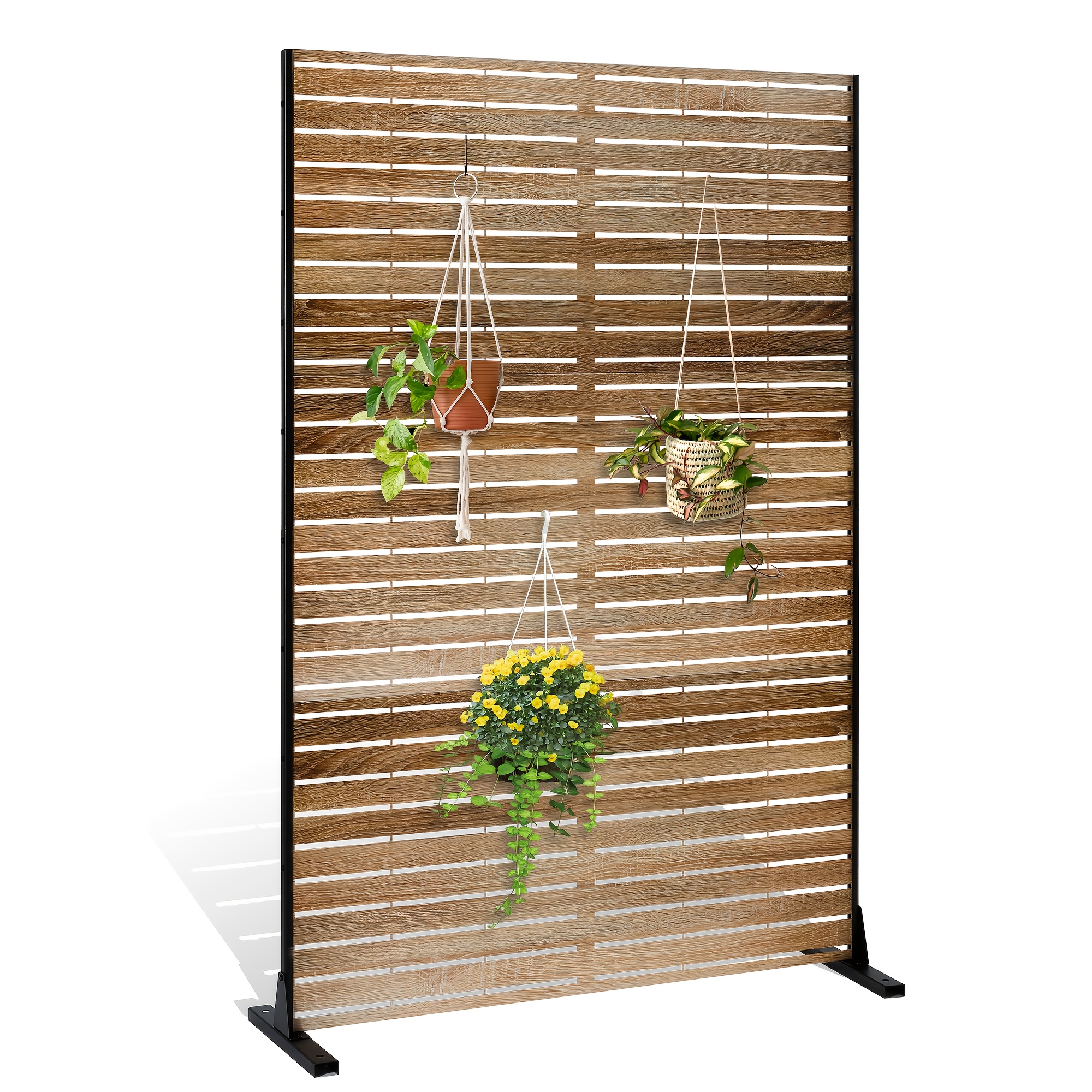 

Metal Privacy Screen Outdoor Privacy Screen Freestanding, Patio Privacy Screen With Stand Decorative Privacy Fence Panels For Outside Garden Backyard (72.1"h .2"w/natural )