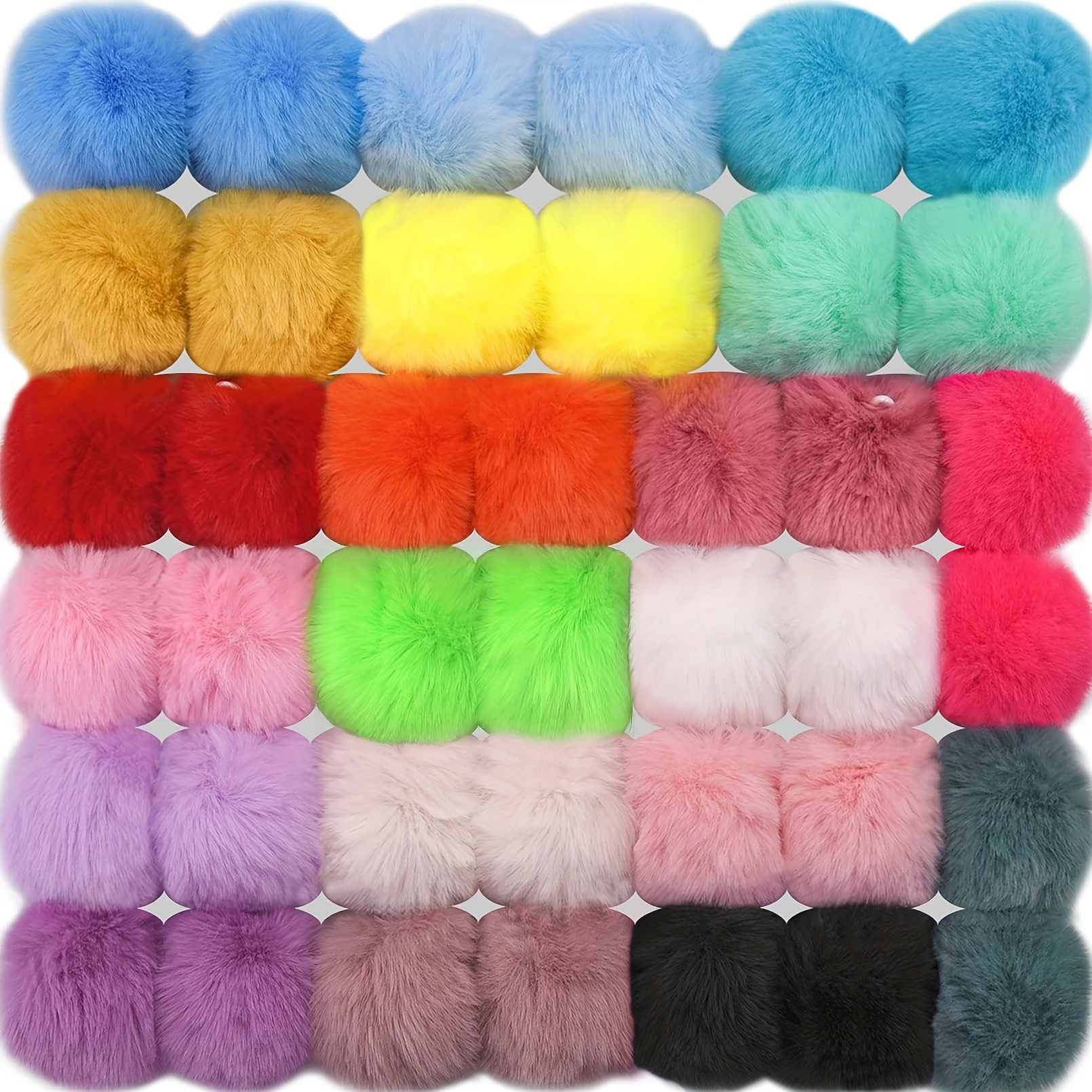 

40pcs Fur Pom Pom Balls With Loop Diy Fluffy Pom Pom Rabbit Fur Pom Pom For Hats Beanie Shoes Scarves Gloves Bags Accessories(20 Colors, 2pcs Each Color)