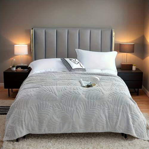 leaf pattern embossed bed blanket 1pc spring and summer room decor bedroom decor couch for living room daily valentines day mothers to school lightweight autumn winter warm up quickly