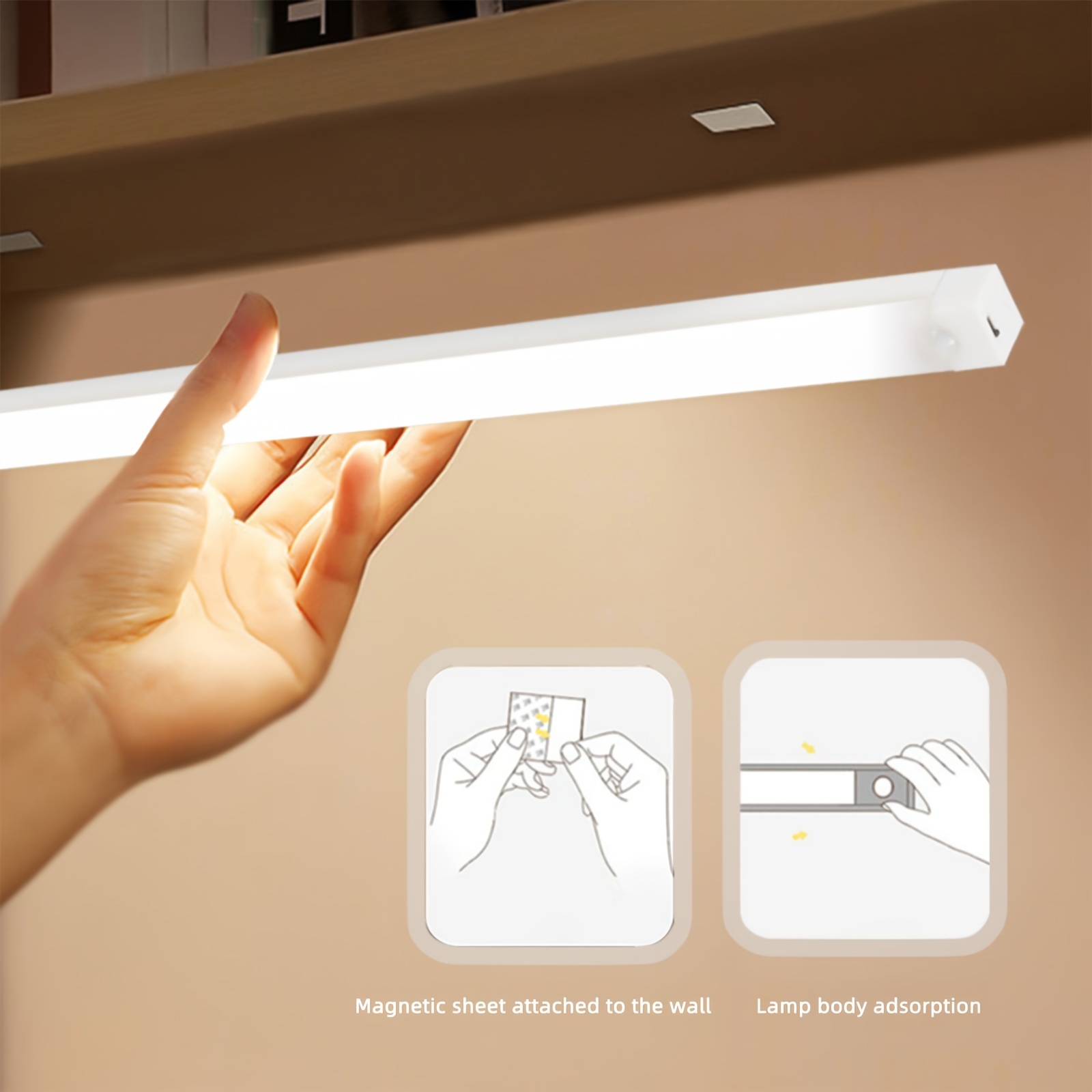 

100-500mm Rechargeable Wireless Motion Sensor Led Light Bar, Led Motion Sensor Under Cabinet Lights, Under Counter Lighting For Kitchen, Bedroom, Wardrobe, Sink, Workspace, Sensor Light Strip