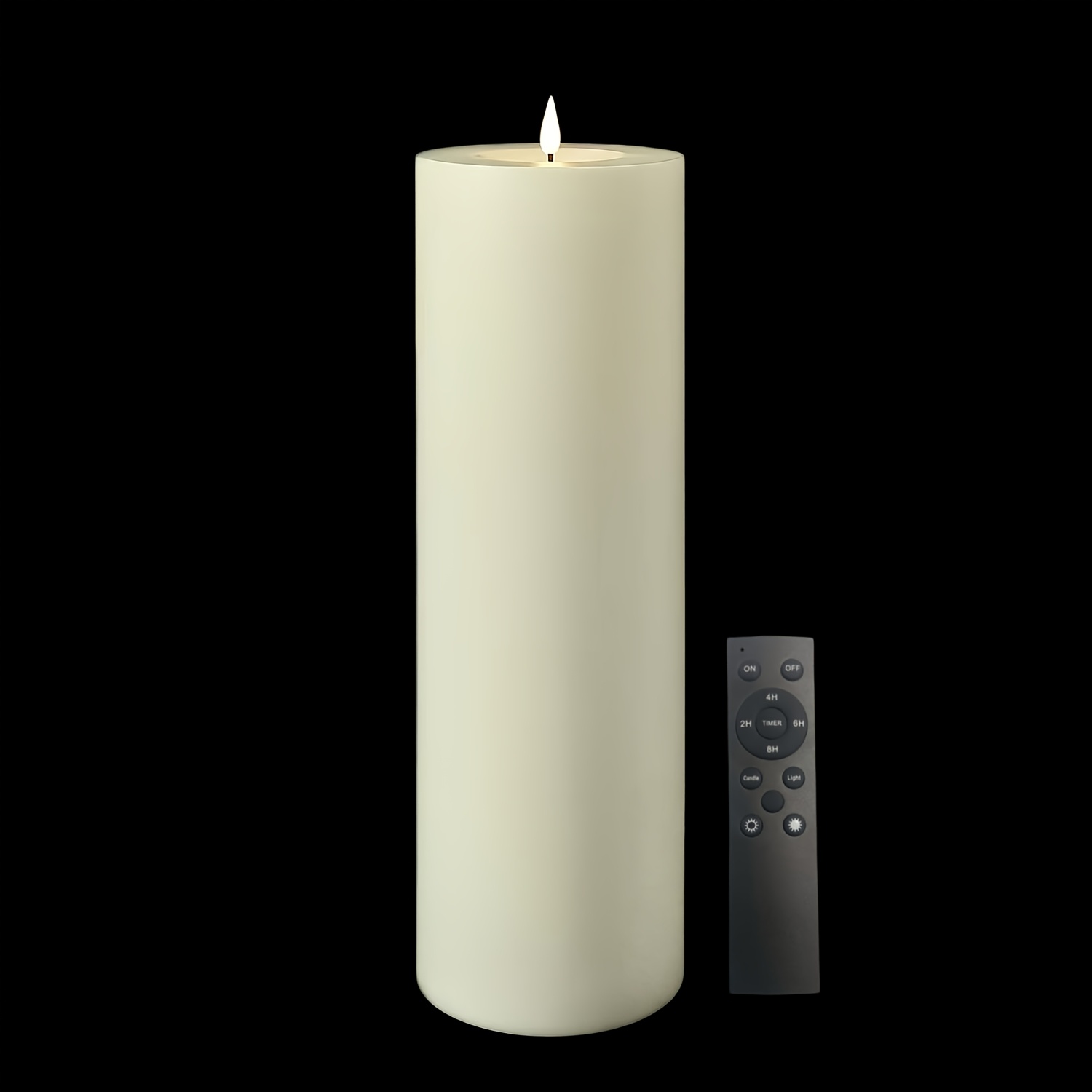 TEMU Übergroße Elektronische Kerze, ./2 Stk. Blinkende Flammen Batteriebetriebenes Design Große Fernbedienung (Batterie Nicht Enthalten) -