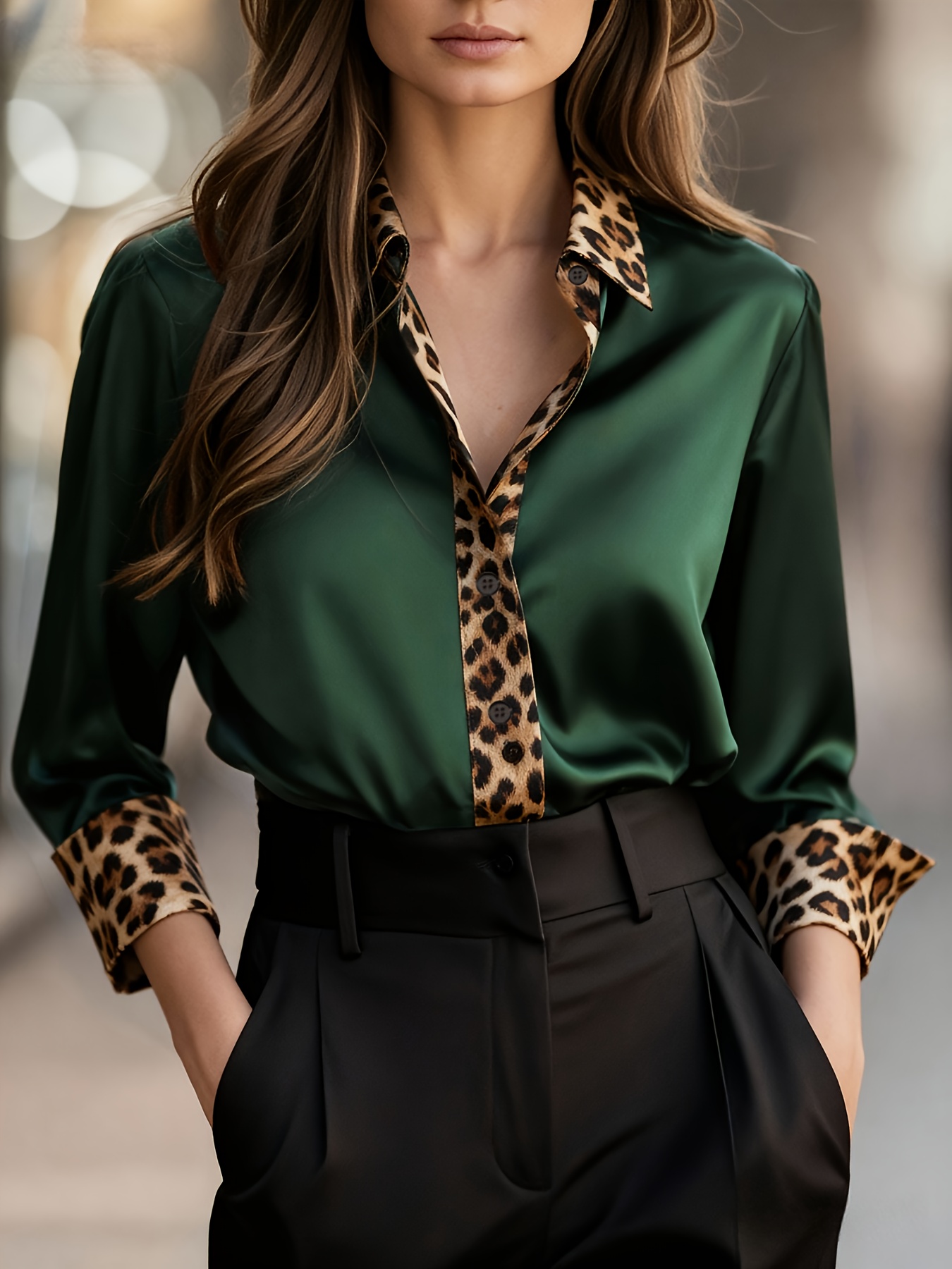 Camisa de Satén Elegante para Mujer, Ideal para Primavera/Otoño y Uso Diario