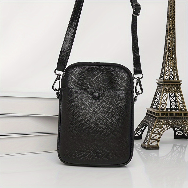 Image of Genuine Leather Women's Small Bag Top Layer Cowhide Mini Crossbody Bag New Versatile Soft Cowhide Single Shoulder Messenger Bag Vertical Style Small Crossbody Bag For Mobile Phone