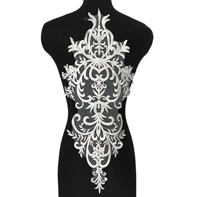 TEMU 1pc Embroidered Lace Fabric Patch Wedding Dress Back Floral Lace Applique Material