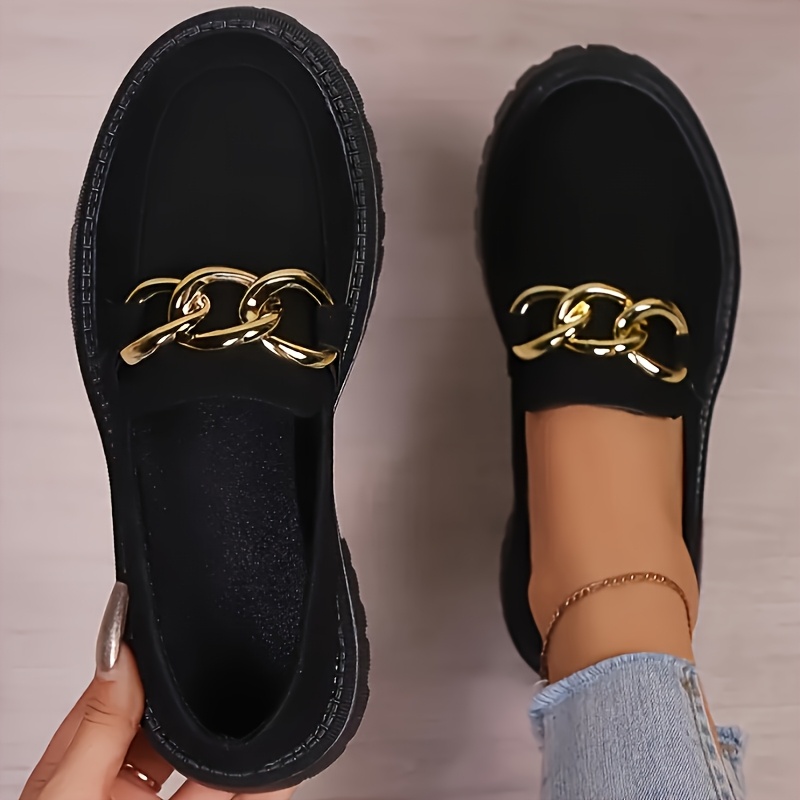 TEMU Women's Fashion Slip-on Shoes With Metal Chain Accents For A Cool, Edgy Upgrade To Effortlessly Create , Women Shoes