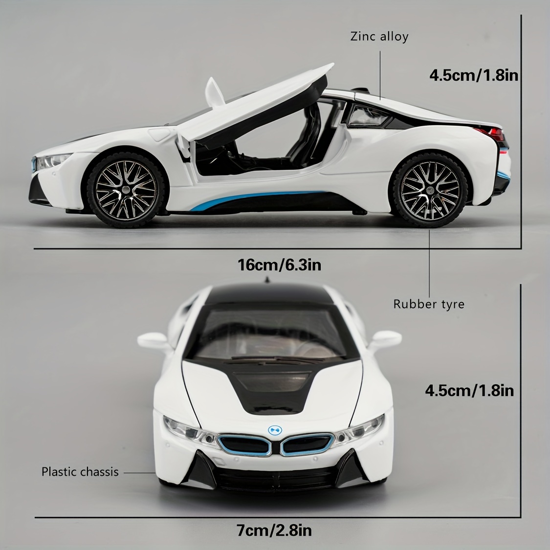 BMW i8 ミニカー ホワイト ブラック Alloy Model Amazon.com: KiNSMART - BMW i8 1:36 Scale 5