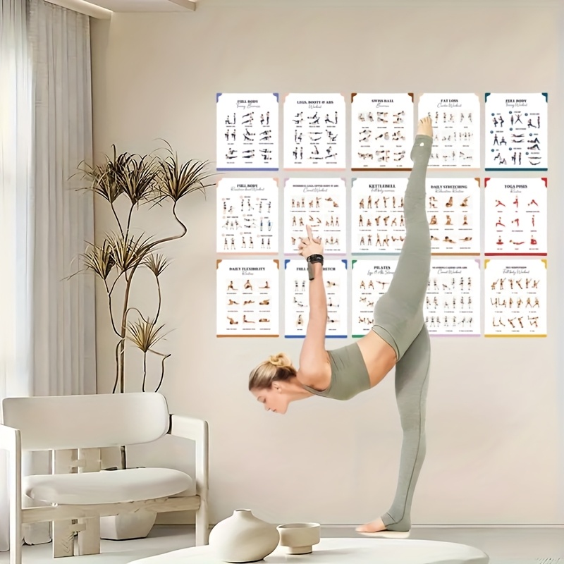 full body workout yoga stretching set poster prints Temu Ireland