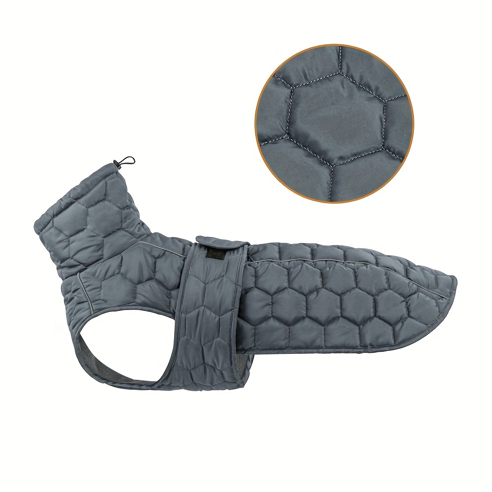 Image of Dog Padded Coat, Thickened Quilted Warm Dog Vest For Autumn And Winter, Reflective Adjustable Jacket, Padded Coat For Medium To Large Dogs