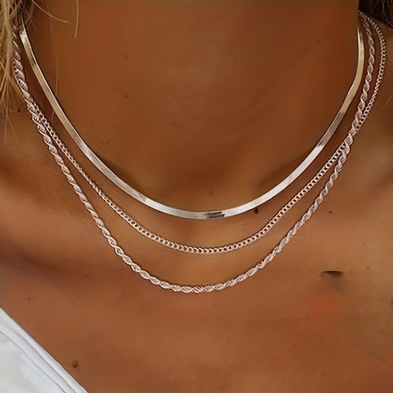 E-shop 3-lagige Damen Halskette Mode Elegant Damen Schmuck Accessoire Täglich Universal Exquisit Geschenk Damen Halskette