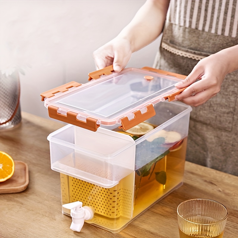 5L/3L Chilled Beverage Bucket, Water Kettle with Faucet for Refrigerators, Beverage Dispenser for Refrigerators, Fruit Tea Pot Made of PP Material, Lemon Water Container, Ideal for Parties, Weddings, Summer Events, And Home Kitchens