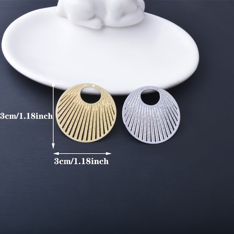 10pcs Round Hollow Fan-Shaped Copper Alloy Charms Set
