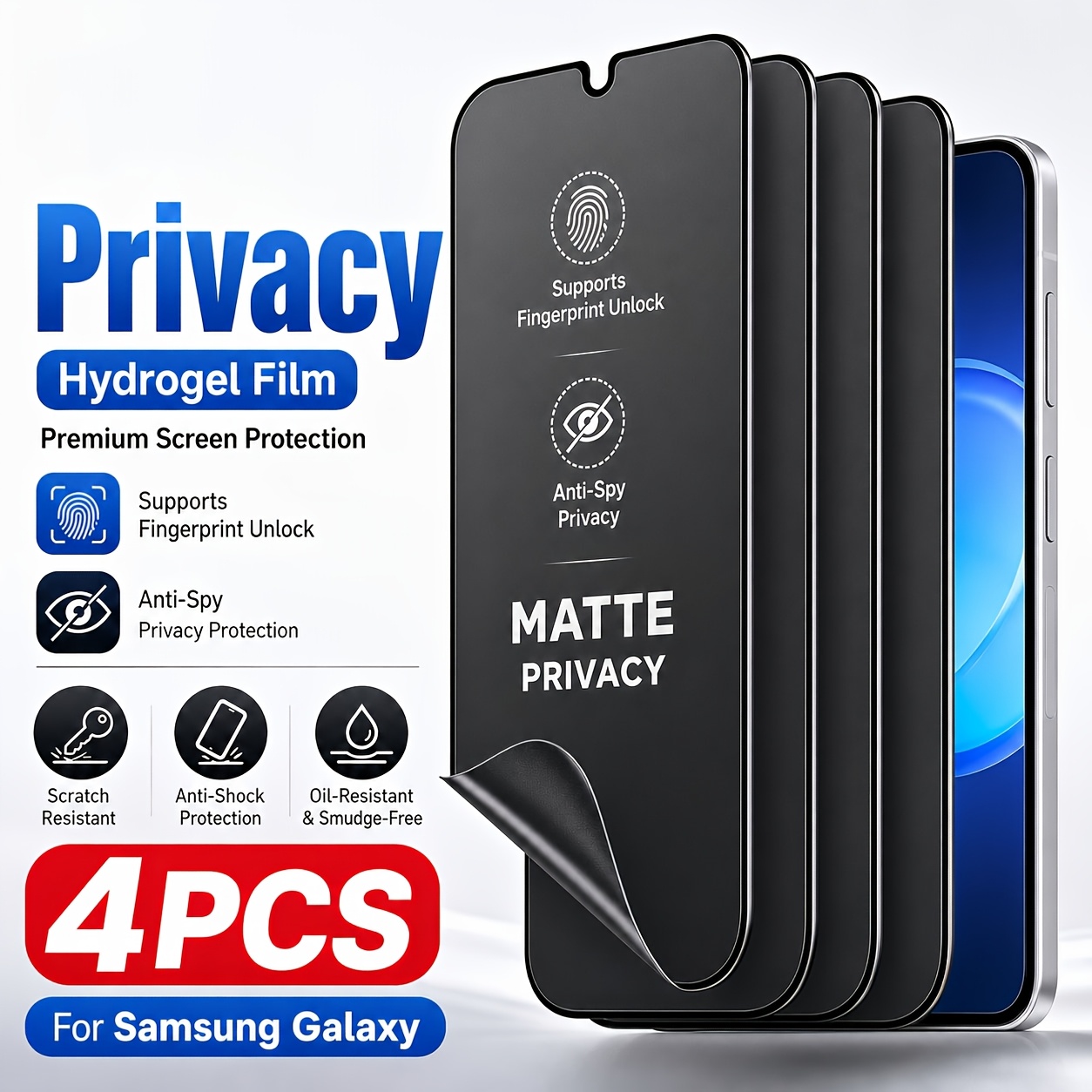 TEMU 4pcs Hydrogel Film, Privacy Protection, Support For Fingerprint Unlock, For For Galaxy S26 Ultra/s25 Ultra/s24