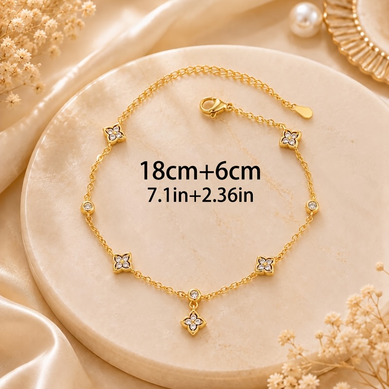 Copper Lucky Clover Conceptual Anklet