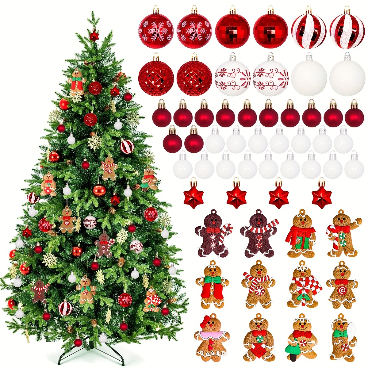 

56pcs Christmas Ornament Set - Traditional , 3-6cm, Assorted , , Plastic, Round For Man Figurines - For Christmas, Weddings, 's, New , Engagements