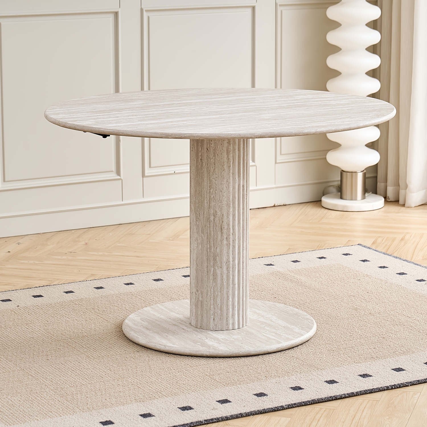 Egoonm Round Dining Table For 4-6 People - Kitchen Table With Sturdy Legs, Easy Assembly, Space- For Dining Room, Living Room, Home - 115cm