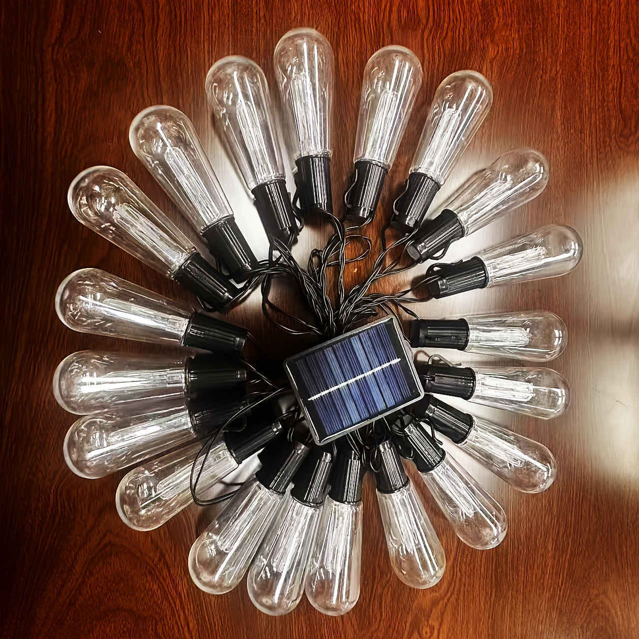TEMU 20 Vintage Edison Shatterproof Light Bulbs, 16.5ft, Solar Powered, Outdoor Camping Tent Camp Light, Gift For , Warm Light, 8 Lighting