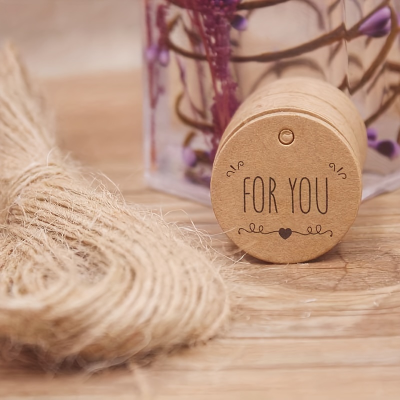 Image of 100pcs Handmade Paper Gift Tags With "for You" Design - Perfect For Wedding Favors, Party Decor & Baking Packaging - Includes 20m