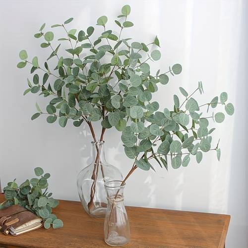 Artikelbild set mit 6 künstlichen eukalyptus-stielen, 55 cm lang, handgefertigte blumenzweige zur dekoration, für frühling und sommer. für vasenarrangements, , heimdekoration und party-erhebungen