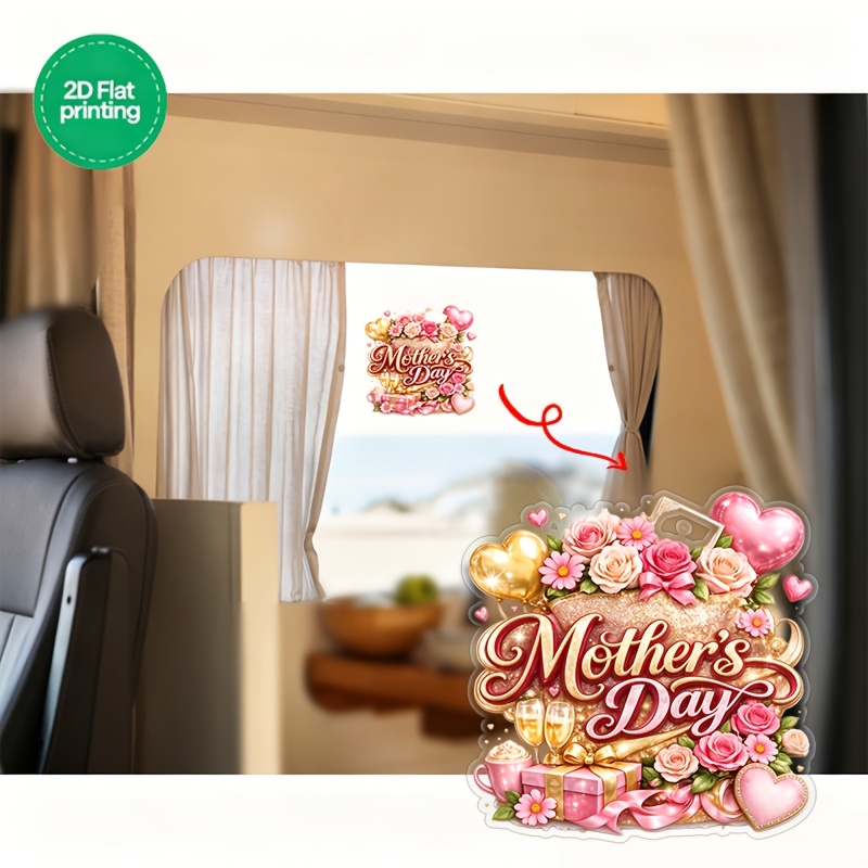 2D 평면, 2D 평면 인쇄 1개 창문 스티커, 자체 접착 유리 데칼, 가정 장식 벽 스티커, 따뜻하고 로맨틱한 가족의 날 축복, 정전기 접착, 접착제 불필요, 가정 및 정원 유리 스티커, 파티 장식, RV 창문 스티커, 화장실 스티커, 타일 스티커, 실내 및 실외 사용에 적합, 2D 평면