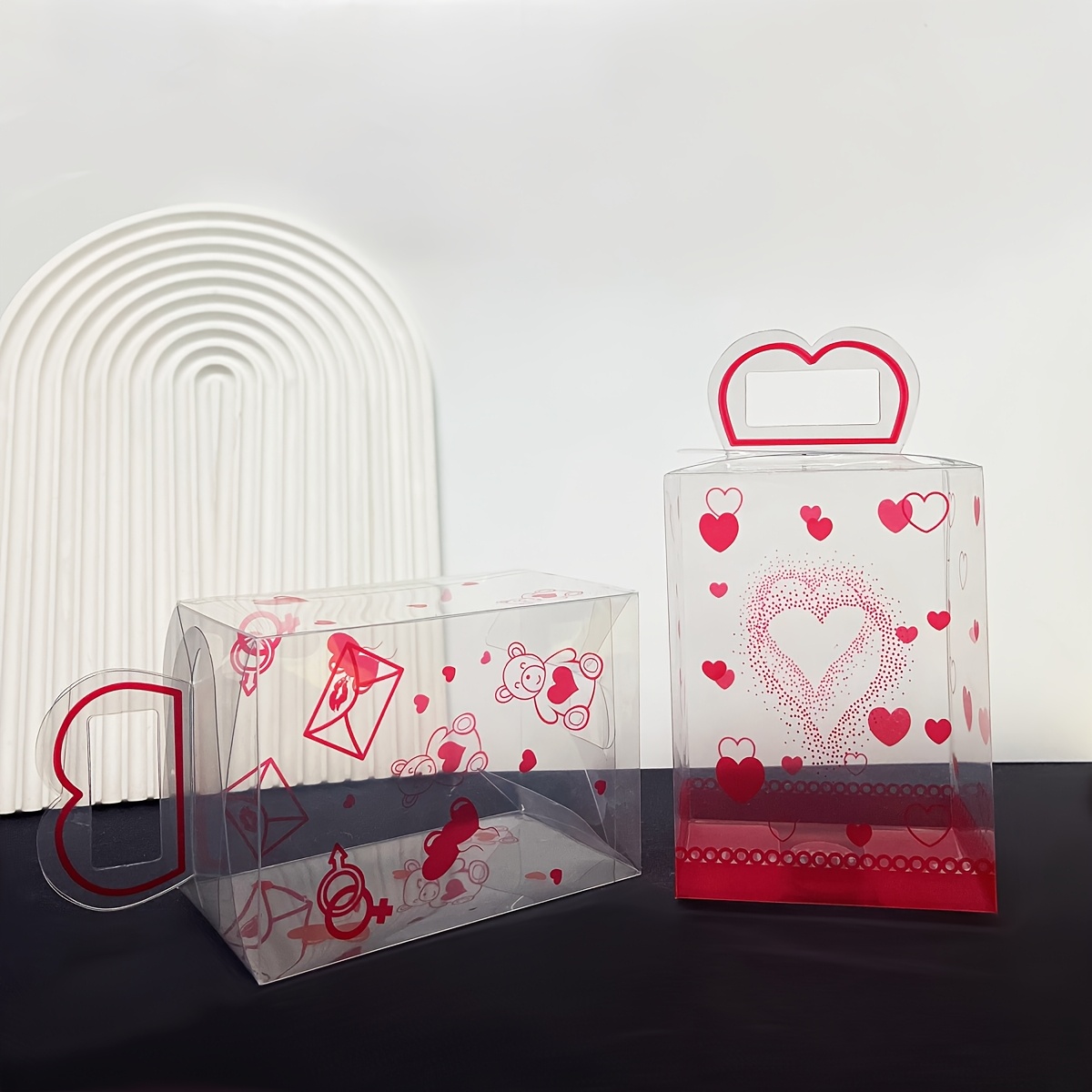 

5pcs Valentine's Day Pvc Gift Boxes With Cute Bear & - Party Favors, Wedding Decorations & Small Business Packaging