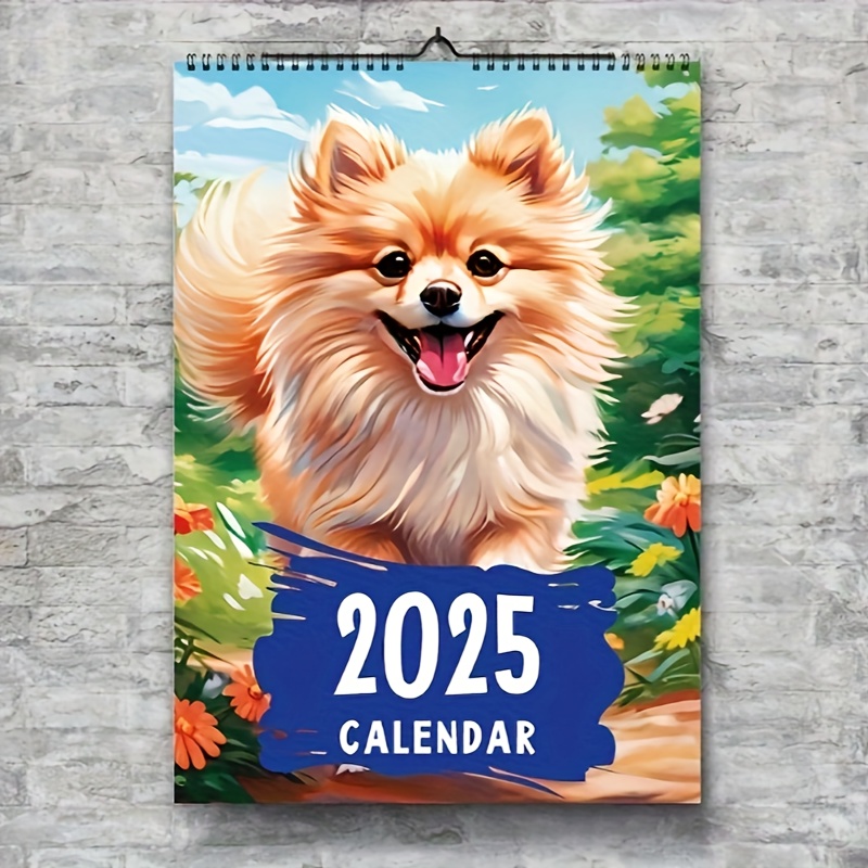 

2025 Pomeranian Dog Calendar - Cute Supplies, English Text