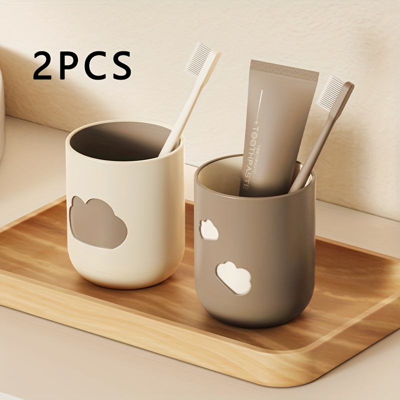 1/2pcs Plastic Wash And Toothbrush Cups, , Dopamine , Bathroom Wash Cups, Blue And Purple, Perfect For Home Use, Toothbrush Cup, Toothbrush Holder
