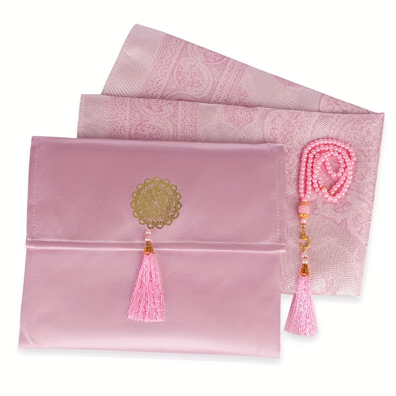 3pcs Set, Mat, 99pcs Beads, Storage Bag Set, Outdoor Portable Travel Mat, Exquisite Jacquard Pattern, Set, Ramadan Gift, 70 X 110cm
