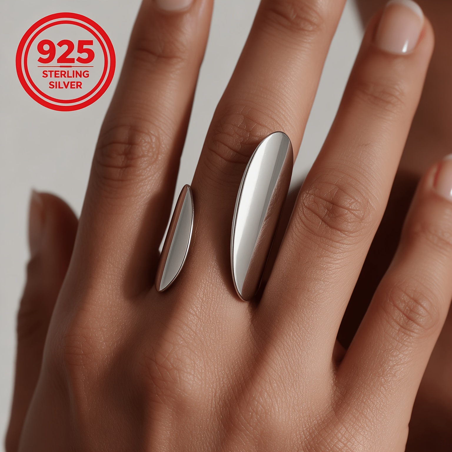 Women's 925 Silver Irregular Geometric Polished Ring